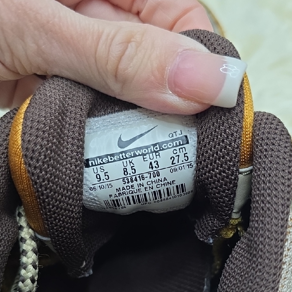 Nike Air Men's Sneakers in Tan and Gray Suede-Mesh - Picture 8 of 8